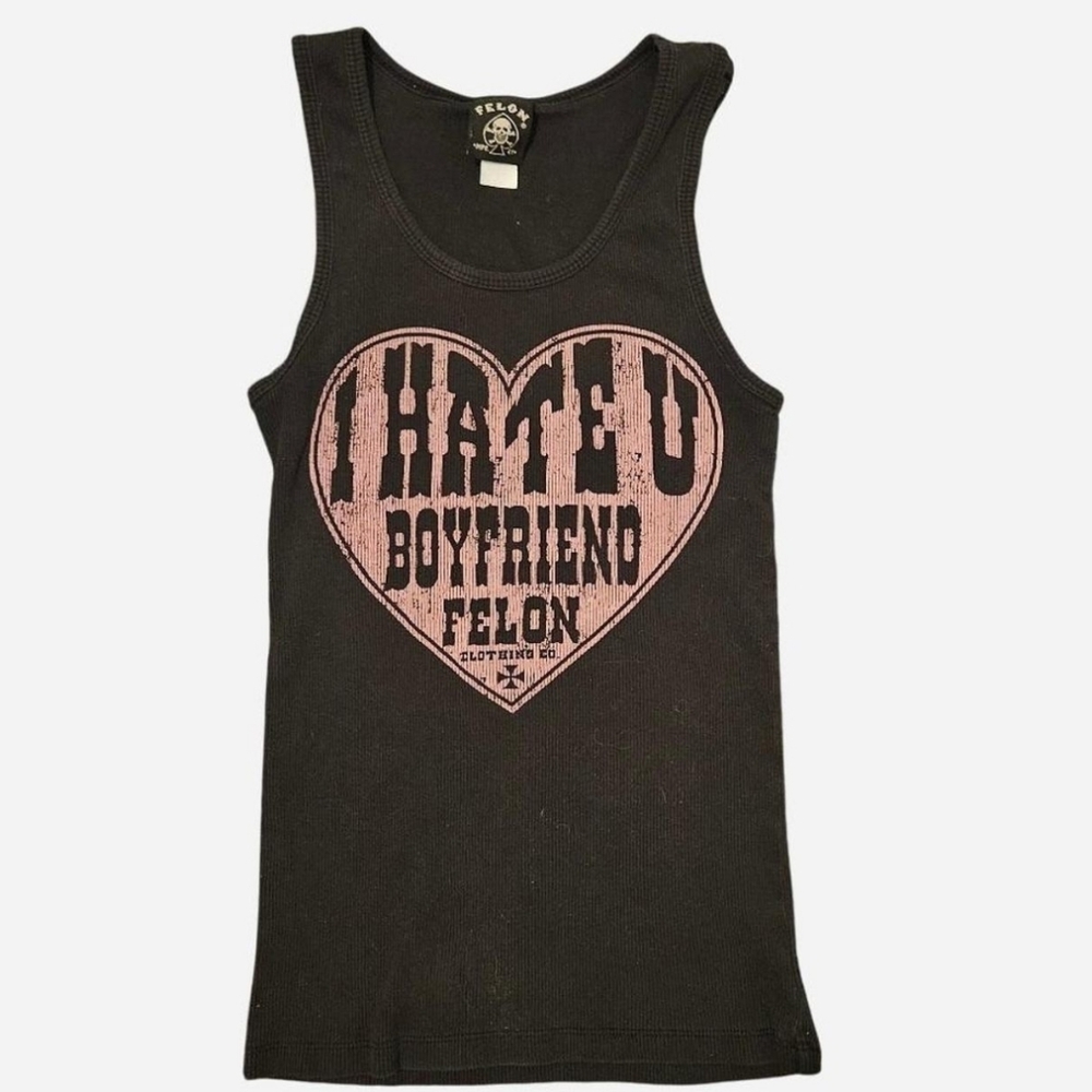 Felon Tank Top with Pink Graphic